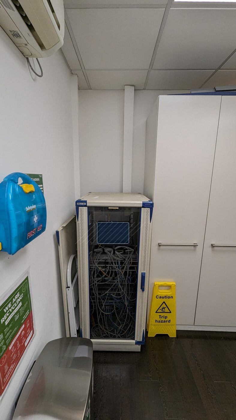 Data cabinet before tidy works