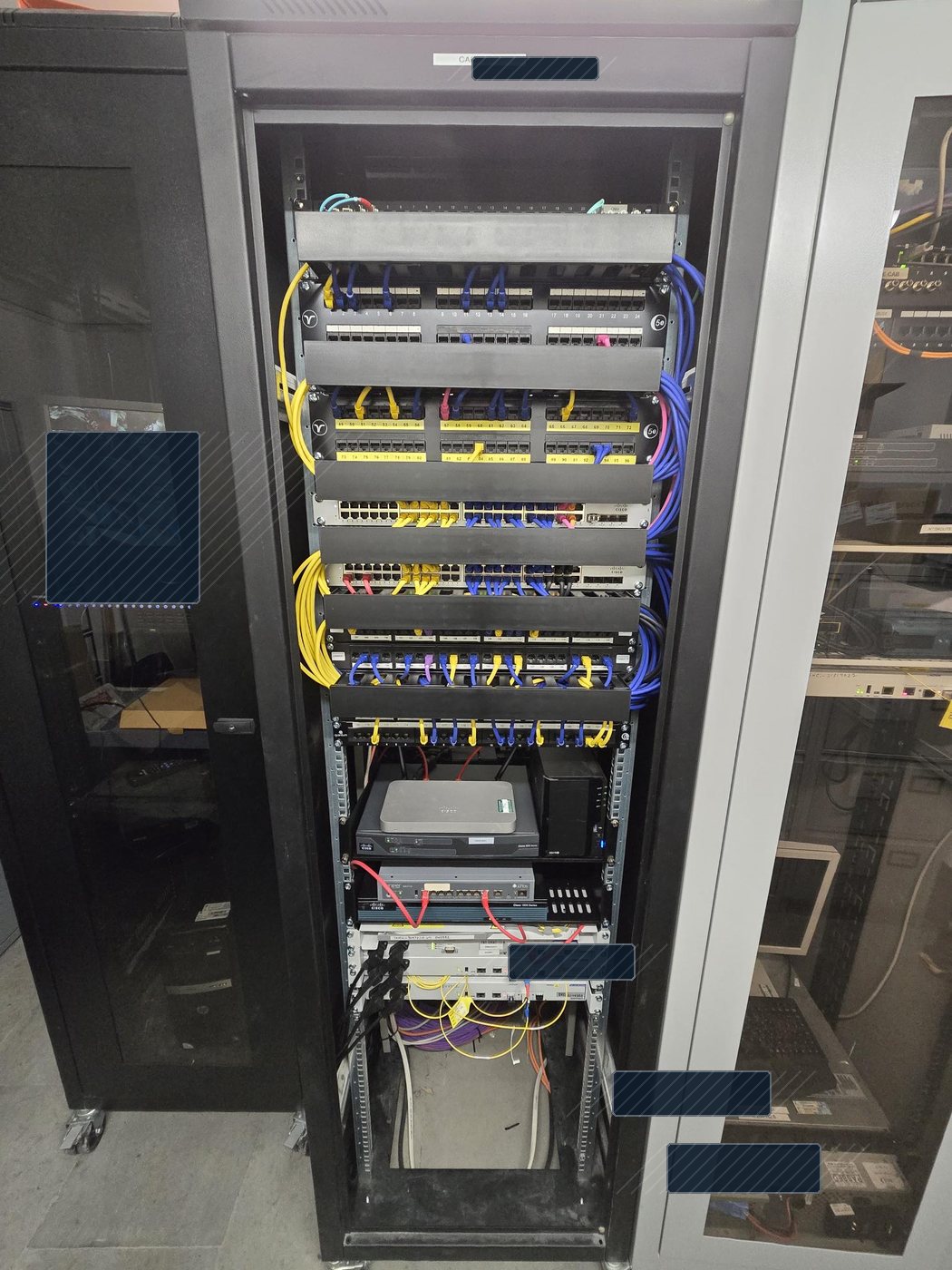Live cabinet after patch lead tidy