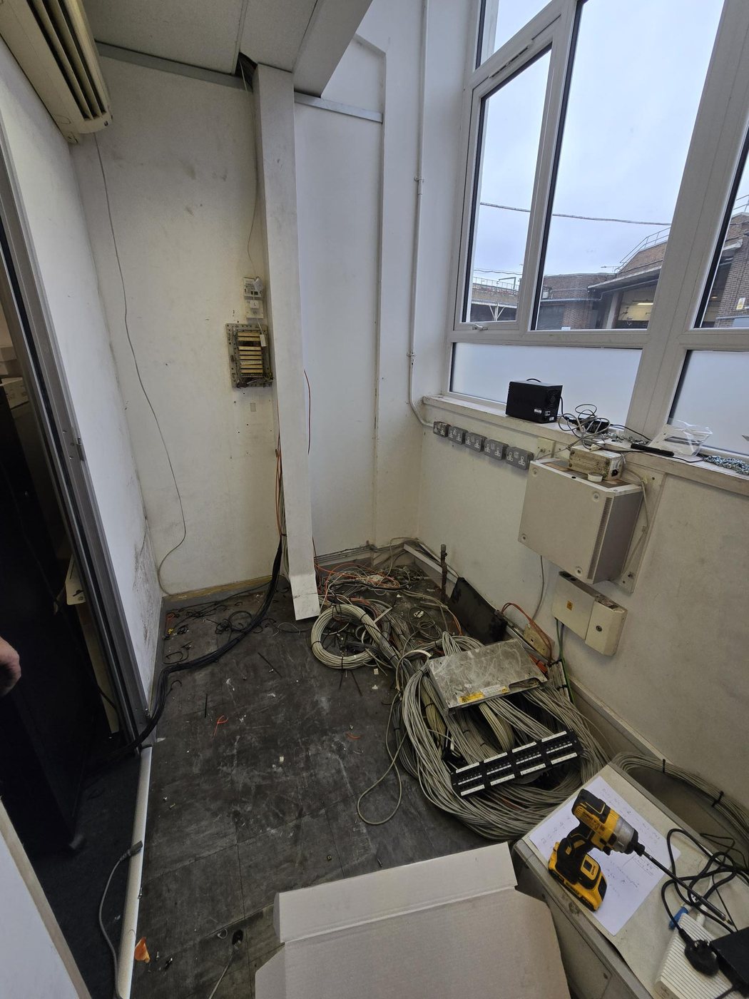 Network cabinet area during strip out