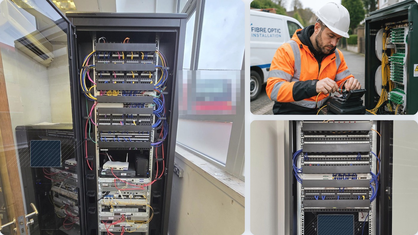 Completed data cabinet patching and cabling